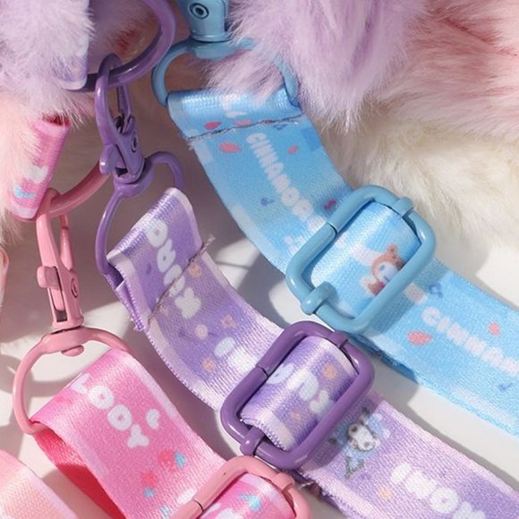 Melody Strawberry Pink Plush Embroidered Handbag } Cute Lolita Gift Bag - Picture 3 of 5